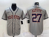 Men's Houston Astros #27 Jose Altuve Grey With Patch Stitched MLB Cool Base Nike Jersey,baseball caps,new era cap wholesale,wholesale hats